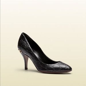 Gucci Women's Black Guccissima Mid-heel Pump BLK